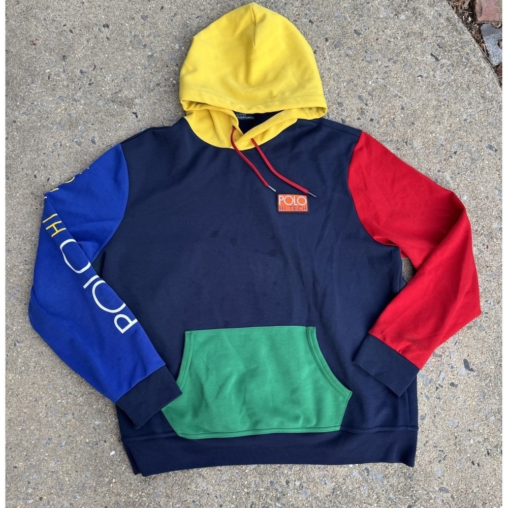 Polo Ralph Lauren Polo Hi Tech Hoodie Men's XLarge Colorblock Sweatshirt‎